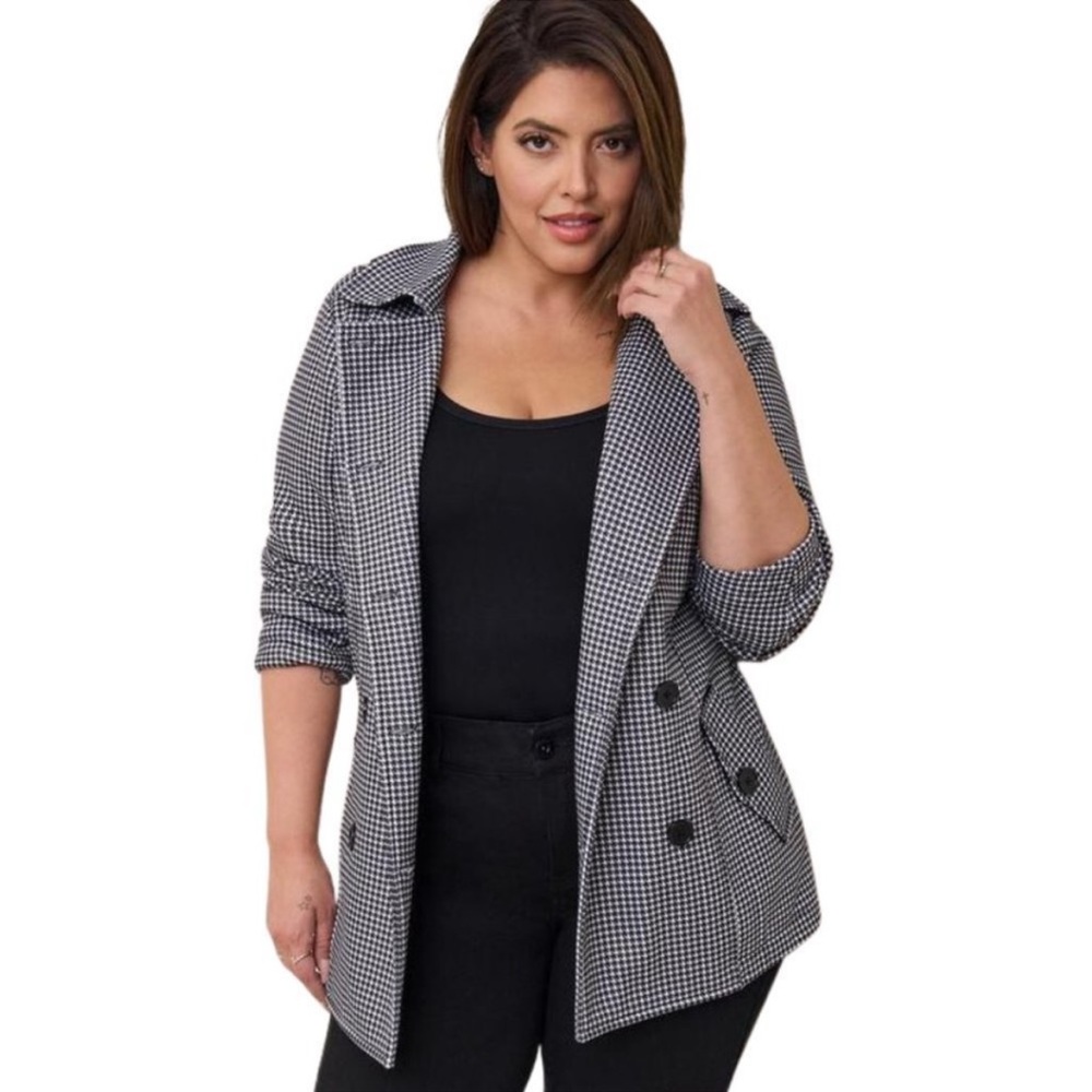 EUC Torid Fleece Double Breasted Pea Coat in Herringbone.